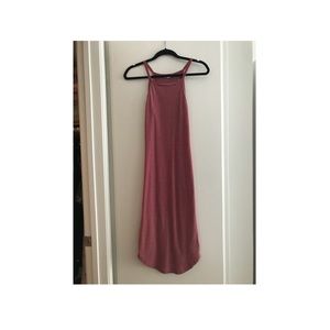 Red and white stripped midi dress